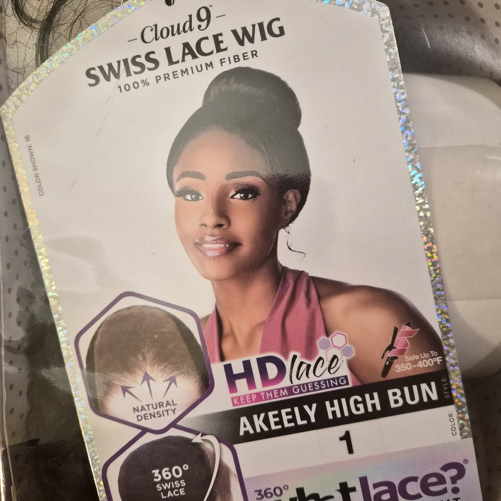 Cloud 9 Swiss Lace Wig - Akeely High Bun - Natural Black